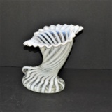 CLEAR & WHITE OPALESCENT CORNUCOPIA FENTON?