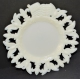 MILK GLASS DECORATIVE PLATE WITH FLAG