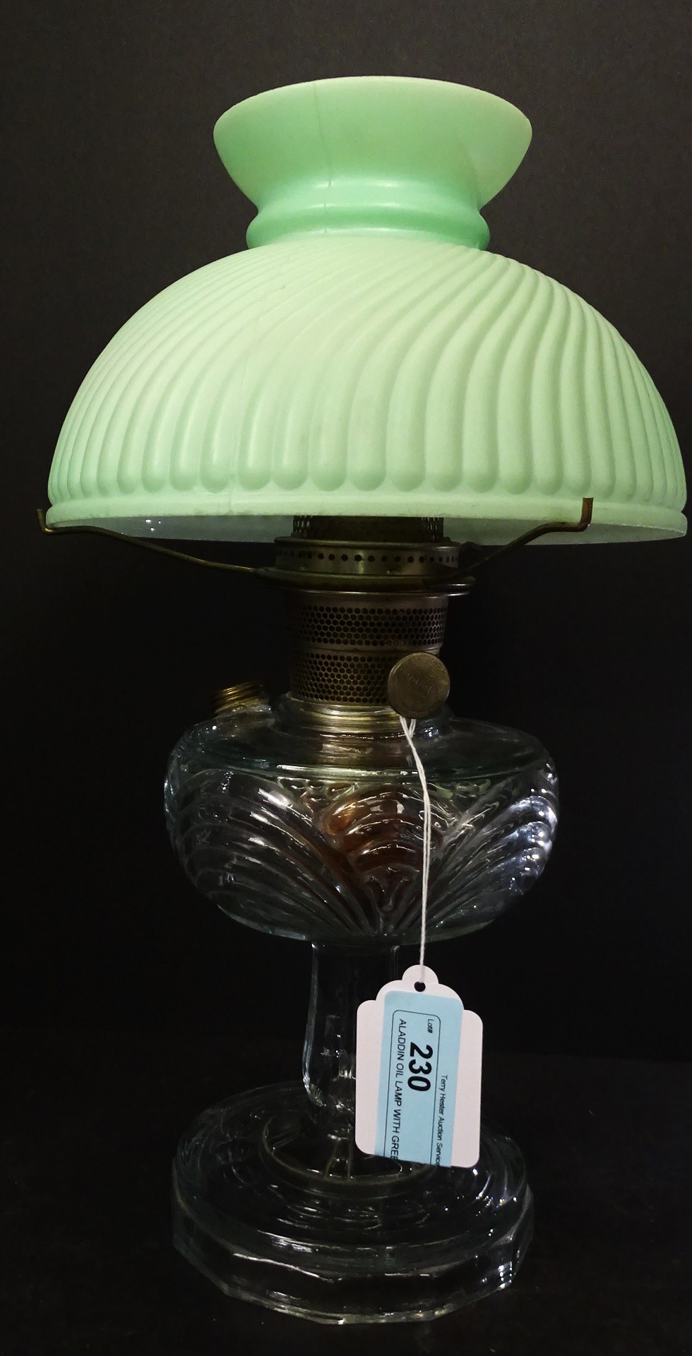 Aladdin Brass & Satin Milk Glass Shade Oil Lamp