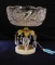 CLEAR GLASS BRASS W/MARBLE VASE WITH PRISM