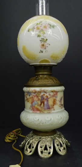 ELECTRIFIED OIL TYPE LAMP WITH GLOBE