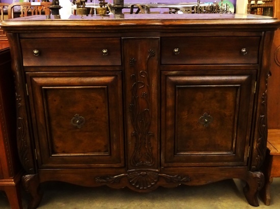 STYLISH MARBLETOP SERVER WITH CARVING
