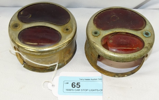 1930'S CAR STOP LIGHTS-CRACKED LENS