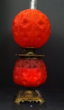 RED SATIN GLASS GONE WITH THE WIND LAMP