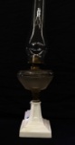 VINTAGE CLR FONT OIL LAMP WHITE BASE