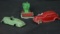 LOT OF 3 DIE CAST & RUBBER TOYS RARE LESNEY COMBINE AND EARLY CAR AND A RED RUBBER CAR