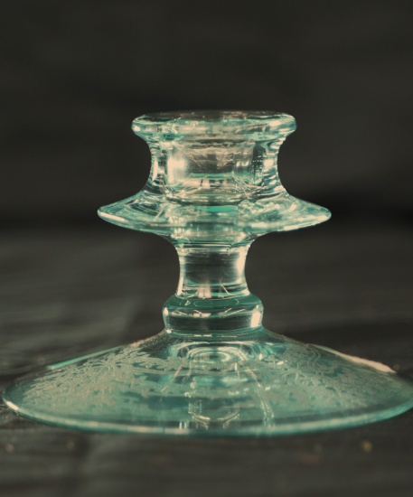 LIGHT BLUE FOSTORIA CANDLE HOLDER
