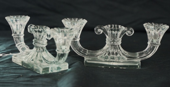 PAIT OF CRYSTAL CANDLE HOLDERS