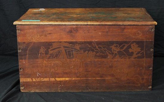 VINTAGE CHILDS TOY BOX WESTERN THEME