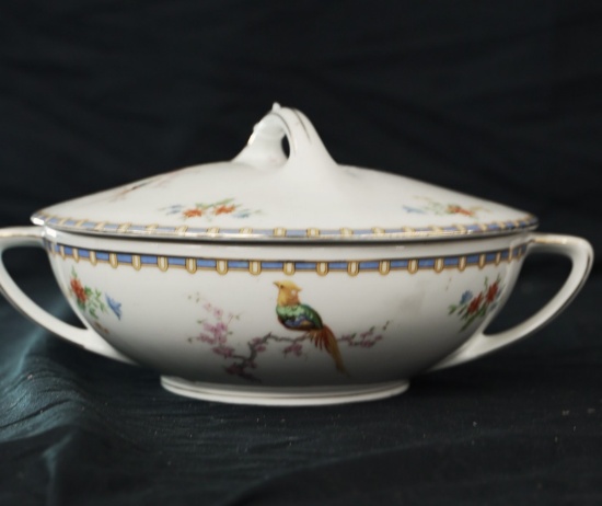VICTORIA PORCELAIN NERLICH CO CIRC 1925 SERVER SERVING BOWL WITH LID