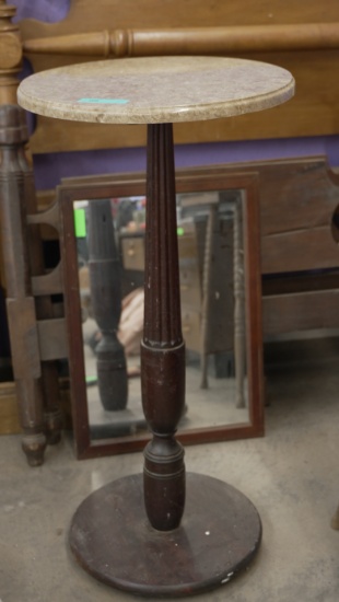TALL PEDESTAL MARBLE TOP TABLE