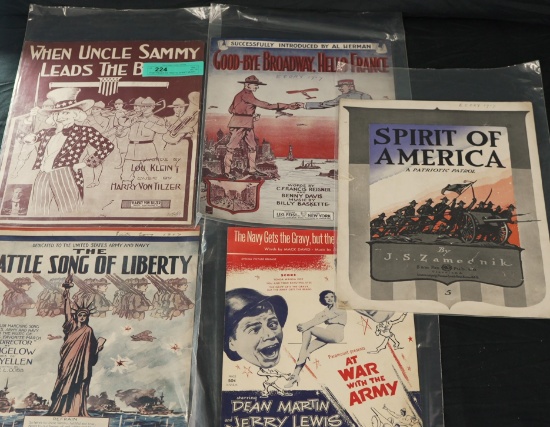 FIVE PIECES PATRIOTIC SHEET MUSIC
