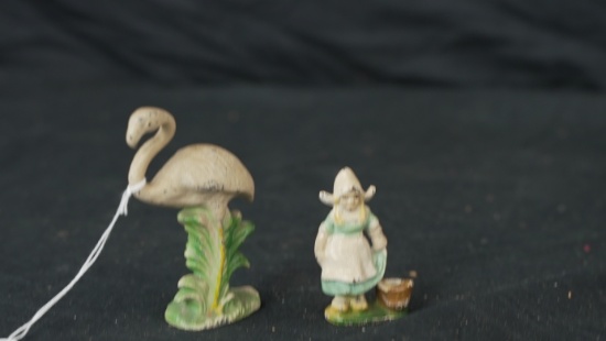 CAST IRON FLAMINGO AND DUTCH GIRL