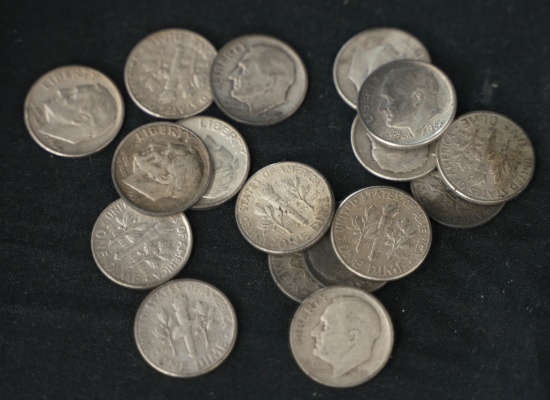 17 ROOSEVELT DIMES 1964 & BELOW