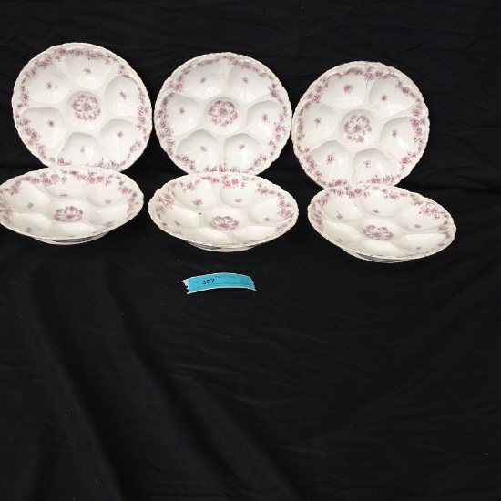 SET OF 6 VINTAGE VICTORIAN OYSTER PLATES AUSTRIA OYSTER PLATES CARLSBAD AUSTRIA " VICTORIA"