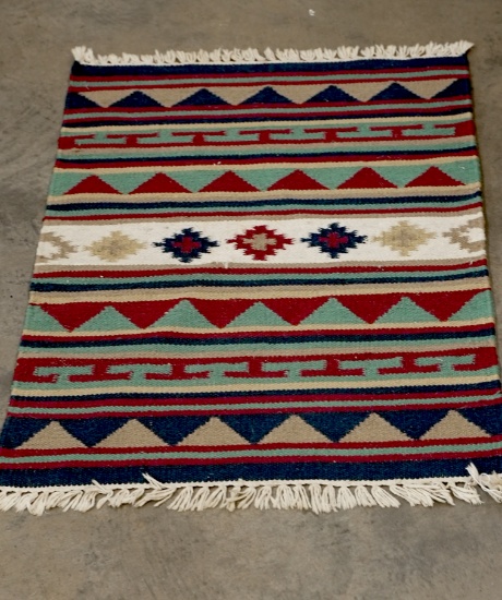 NATIVE AMERICAN RUG 24 X 36"SLIGHT DAMAGE SLIGHT DAMAGE IN CENTER OF RUG