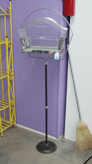 NICKEL PLATED BIRD CAGE AND STAND