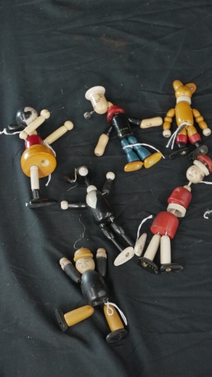 GROUP OF POPEYE WOODEN FIGURES-SOME MISSING PCS