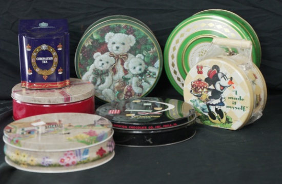 BOX LOT OF 7 MISC TINS
