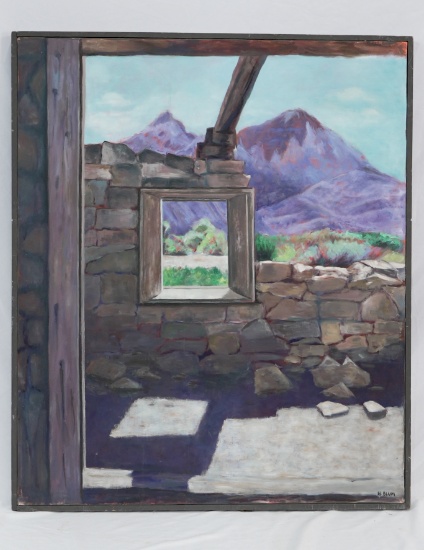 OIL ON CANVAS SOUTHWESTERN PRINT "ABANDONED HOUSE"