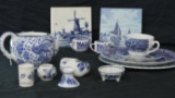 25+ PIECES OF MISC BLUE AND WHITE DINNERWARE