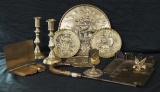 LOT OF VINTAGE BRASS PLATES ETC
