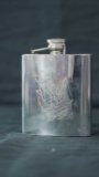 WHISKEY FLASK WITH ENGRAVED SHIP