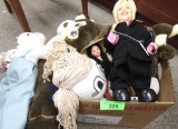 HUGE BOX LOT OF DOLLS AND STUFFED ANIMALS
