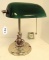 GREEN GLASS SHADE STUDENTS LAMP 13.5