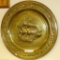 LARGE BRASS DISK WITH EMBOSSED SHIP