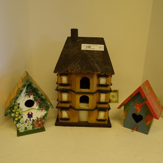 3 WOODEN BIRD HOUSE