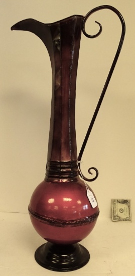 RED & BROWN EWER TYPE METAL FLOWER HOLDER 24"
