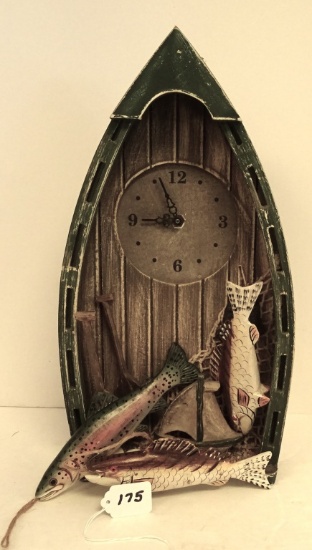 BOAT & FISH WALL HANGING  16" LONG