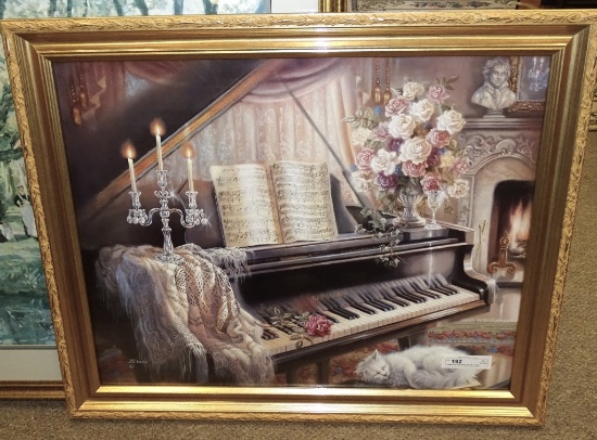 PIANO IN THE PARLOR 29" X 32.5" J.GIBSON-