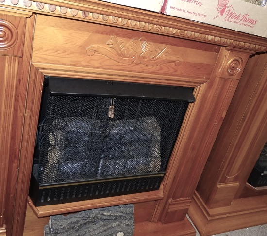WOOD MANTLE & ELECTRIC FIREPLACE 40"X42"X9" DEEP