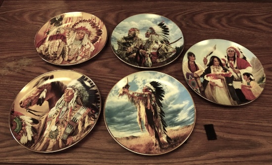 LOT OF 5 MISC NATIVE AMERICAN PLATES 8"