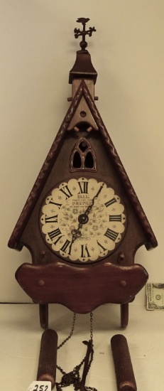 NEW ENGLAND KEY WIND CLOCK WITH WEIGHTS