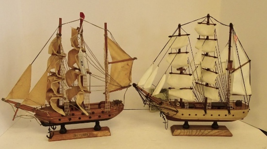 2 WOODEN SAILING SHIPS 12" LOG