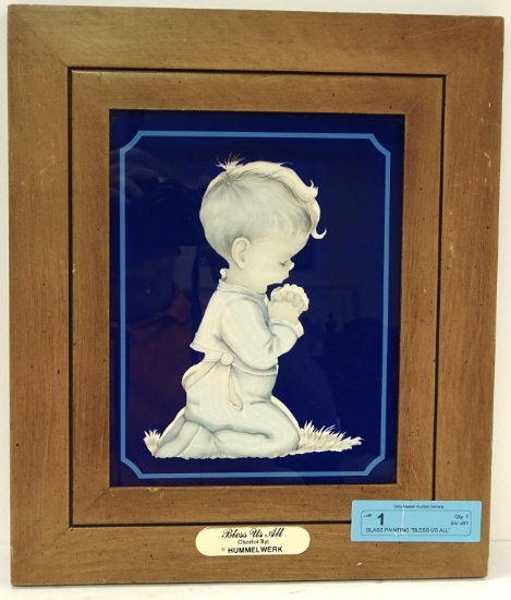 GLASS PAINTING "BLESS US ALL" CHARLOT BYI 12.5 X15