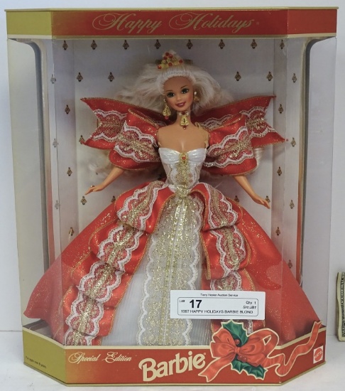 1997 HAPPY HOLIDAYS BARBIE BLOND EDITION IOB NEVER REMOVED FROM THE BOX