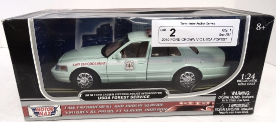 2010 FORD CROWN VIC USDA FOREST SERVICE CAR DIE CAST MADE BY MOTOR MAX-1:24 SCALE