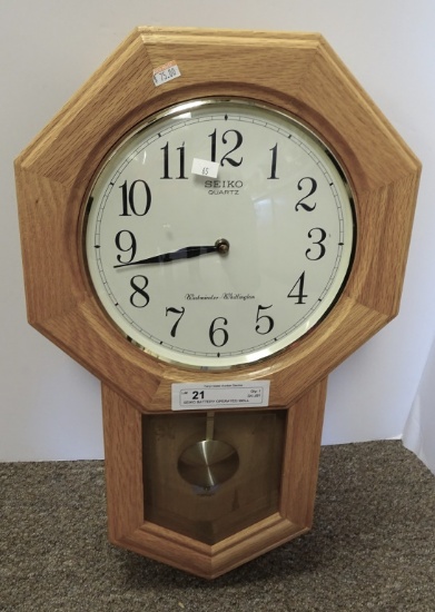 SEIKO BATTERY OPERATED WALL CLOCK 13"X21" NOT TESTED