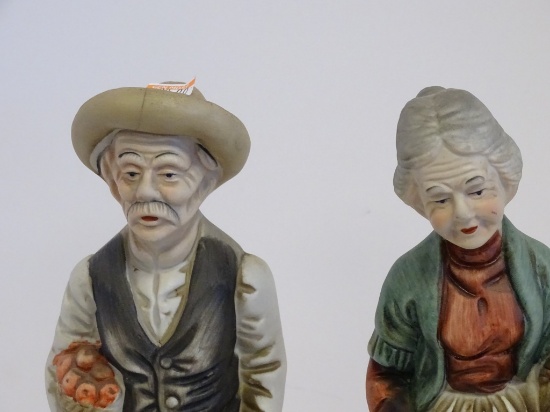 PAIR OF PORCELAIN MAN & WOMAN FIGURINES 12" TALL