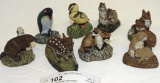 8 HAMILTON MINT BRONZE MENAGERIE ANIMALS THEY INCLUDE A BEAVER, DEER,CHIPMUNKS,FOX  DUCK,AND PENGUIN
