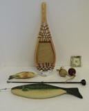 6 PCS FISHING DECOR 2 FISH, NET, ROD, 2 BOBBERS