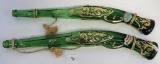 GREEN GLASS PISTOL WINE BOTTLES 17