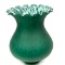 LARGE GREEN SATIN SWIRL GLOBE W/FLUTED TOP