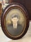 EARLY FRAMED PORTRAIT WOODEN FRAME W/CONVEX GLASS