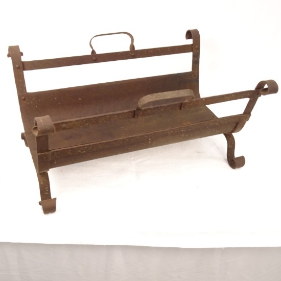EARLY HAND WROUGHT IRON LOG HOLDER LATE 1800'S