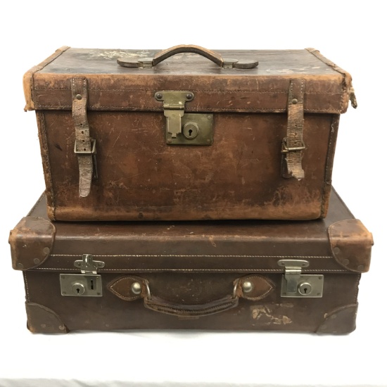 TWO (2) PCS. OF LEATHER LUGGAGE GREAT DISPLAY